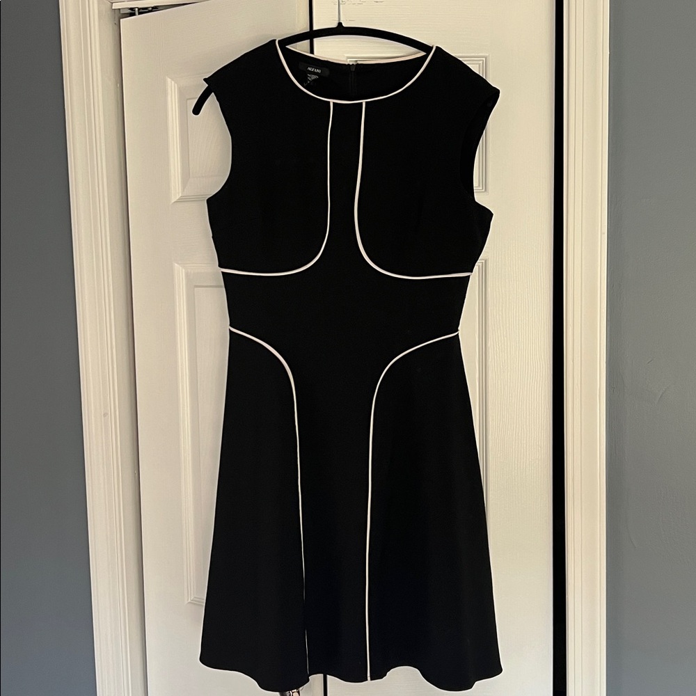 Alfani Black Dress with Cream Trim